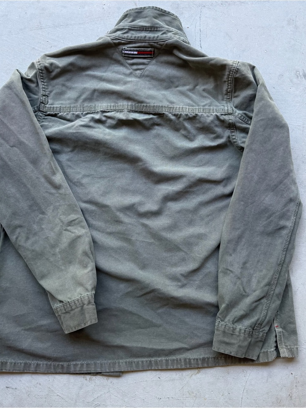 Tommy Jeans Olive Green Canvas Overshirt Jacket Vintage Y2K Workwear Unisex S - Picture 2 of 6
